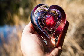 Dichroic Hearts with Cremains