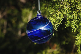 Glass Memorial Christmas Ornament with Cremation Ashes