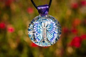Glass Butterfly Pendant with Cremation Ash
