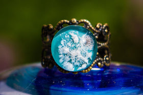 Steampunk Antique Ring with Cremation Ash Cabochon