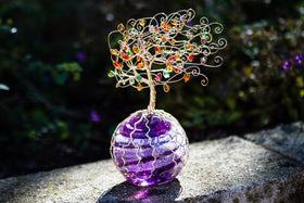 Golden Sparkle Tree of Life with Swarovski Crystals and Cremains - TREE ONLY