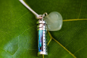 Green Paua Shell Silver Necklace