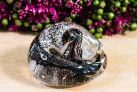 Half-tone Memorial Sleeping Glass Cat - Contains Cremation Ash in Glass