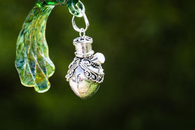 Handcrafted Glass Hummingbird Spirit Animal with Silver Keepsake Vial