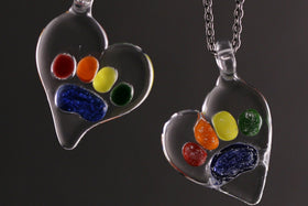 Rainbow Bridge Pawprint Pendant with Infused Cremation Ash