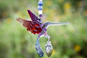 Heirloom Glass Hummingbird with Sterling Silver Keepsake Urn
