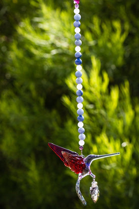 Heirloom Glass Hummingbird with Sterling Silver Keepsake Urn