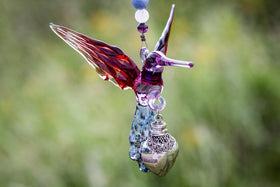 Heirloom Glass Hummingbird with Sterling Silver Keepsake Urn