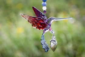 Heirloom Glass Hummingbird with Sterling Silver Keepsake Urn