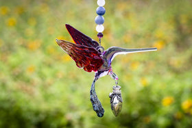 Heirloom Glass Hummingbird with Sterling Silver Keepsake Urn
