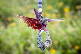 Heirloom Glass Hummingbird with Sterling Silver Keepsake Urn
