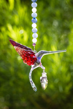 Heirloom Glass Hummingbird with Sterling Silver Keepsake Urn