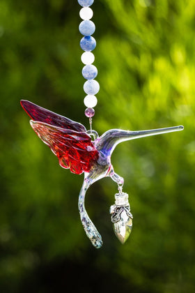 Heirloom Glass Hummingbird with Sterling Silver Keepsake Urn