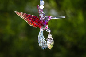 Heirloom Glass Hummingbird with Sterling Silver Keepsake Urn