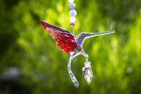 Heirloom Glass Hummingbird with Sterling Silver Keepsake Urn