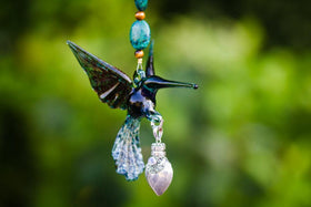 Heirloom Quality Glass Hummingbird Figurine with Sterling Silver Keepsake Vial