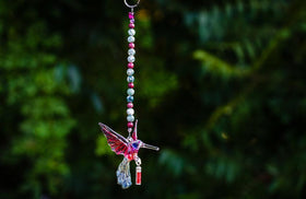 Heirloom Quality Glass Hummingbird with Silver Keepsake Vial for Ashes
