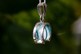 Horseshoe Striped Marble Memorial Necklace - 12mm