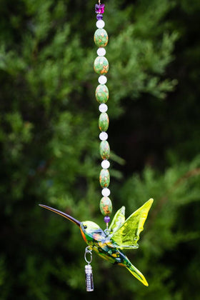 Hummingbird with Sterling Silver Keepsake with Silver Heart Cremation Urn