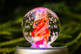 Illuminated Spiral Bubble Flame Paperweight with Infused Cremation Ashes
