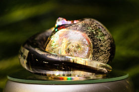 Illuminated Half-Tone Memorial Sleeping Glass Cat - Contains Cremation Ash in Glass