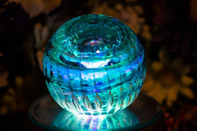 Illuminated Ocean Ripple Paperweight with Ash