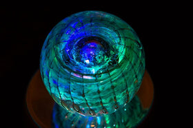 Illuminated Ocean Ripple Paperweight with Ash