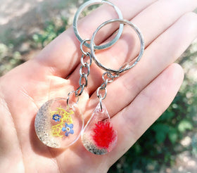 Memorial Keychains with Cremation Ash