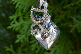Kitty Cat Heart Silver Sympathy Necklace