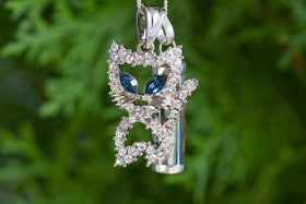 Kitty Cat Silver Sympathy Necklace - Black Abacone