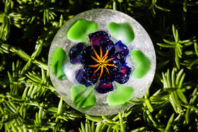 Large Lampwork Flower Touchstone with Infused Cremains
