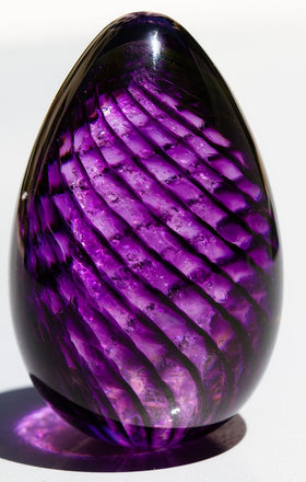 Lilac Spiral Memorial Glass Egg with Cremains