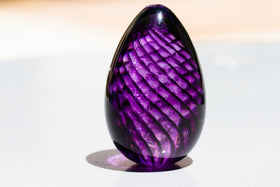 Lilac Spiral Memorial Glass Egg with Cremains