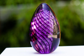Lilac Spiral Memorial Glass Egg with Cremains