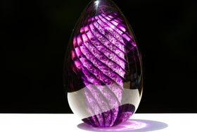 Lilac Spiral Memorial Glass Egg with Cremains