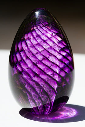 Lilac Spiral Memorial Glass Egg with Cremains