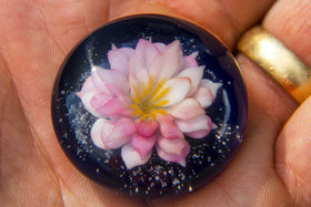 Large Lotus Glass Touchstone with Infused Cremains