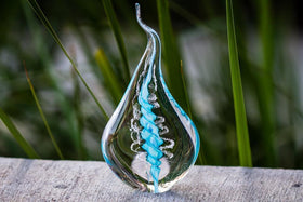Giant Memorial Glass Flame with Cremation Ashes - 12
