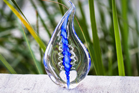 Memorial Glass Flame with Cremation Ashes