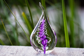 Giant Memorial Glass Flame with Cremation Ashes - 12