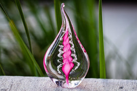 Giant Memorial Glass Flame with Cremation Ashes - 12