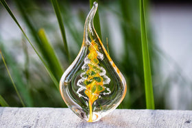 Giant Memorial Glass Flame with Cremation Ashes - 12