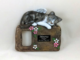 Custom Painted Ceramic Memorial Cat Picture Frame