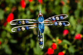 Dragonfly Memorial Ornament - Silverwrapped with Jasper and Sodalite