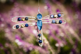 Dragonfly Memorial Ornament - Silverwrapped with Jasper and Sodalite