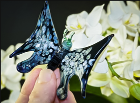 Midnight Stardust Glass Butterfly with Infused Cremation Ash