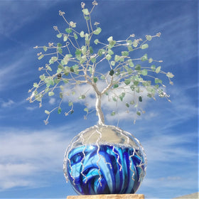 Snowy Mountain Top Tree of Life with Cremains and Adventurine Beading