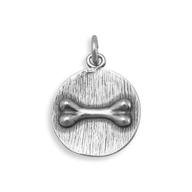 Oxidized Sterling Silver Dog Bone Charm