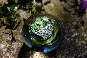 Pawprint Snowfall Orb with Cremation Ash