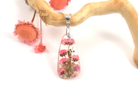 Pink Baby's Breath Flower Drop Pendant with Cremains